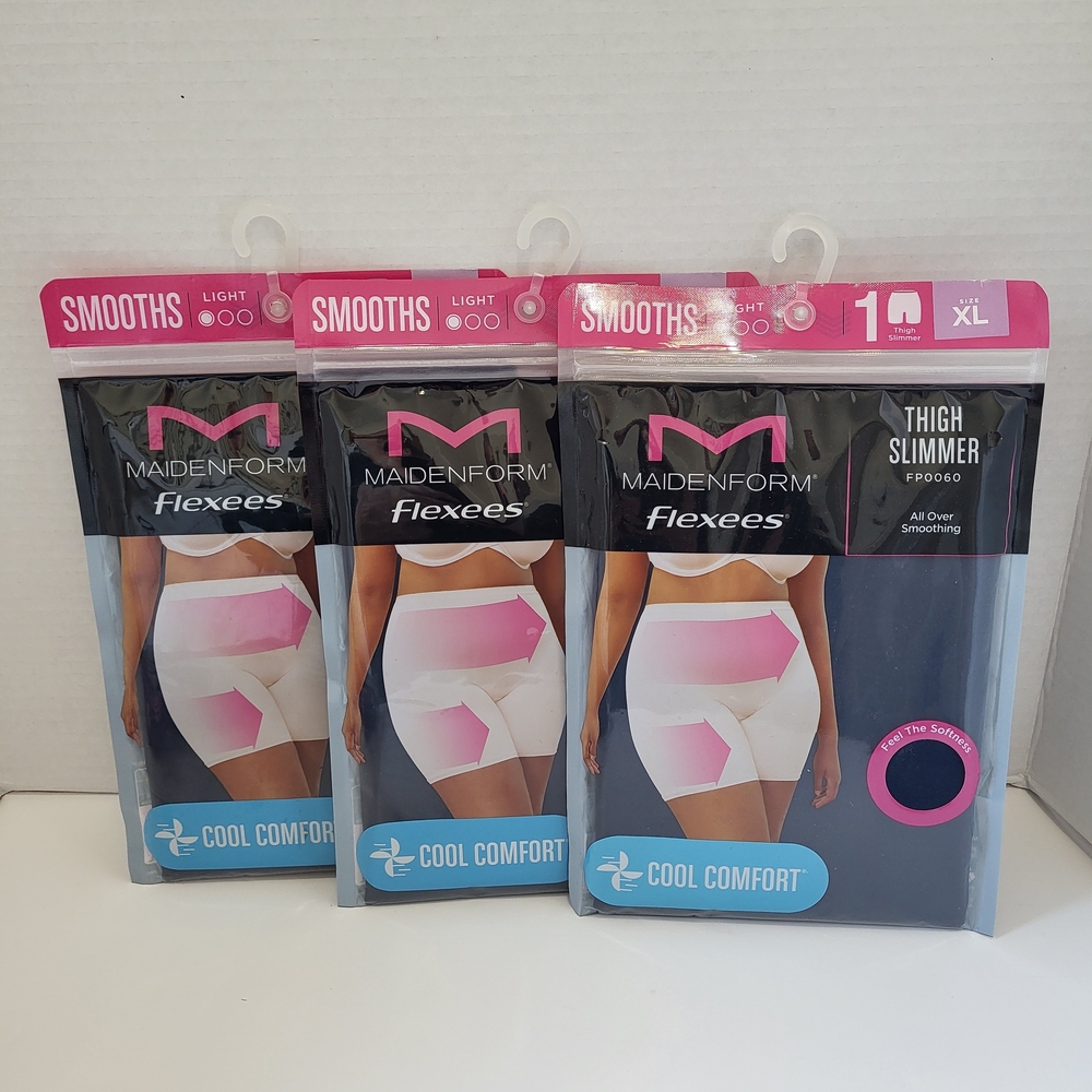 Maidenform Flexees Shapewear Thigh Slimmer Women's Size‎ XL Set Of 3 Navy Blue